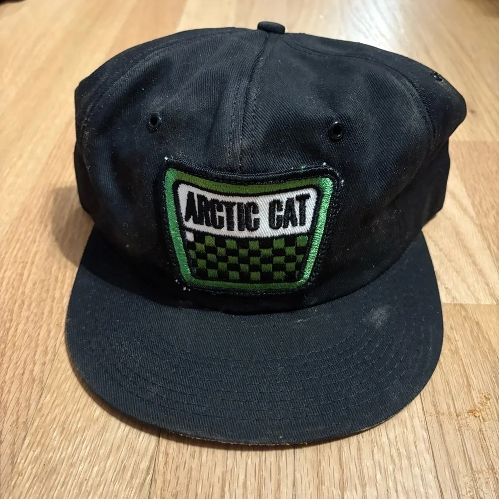 Vintage Arctic Cat Patch Black Cap K Brand Snap Back Green Hat Trucker